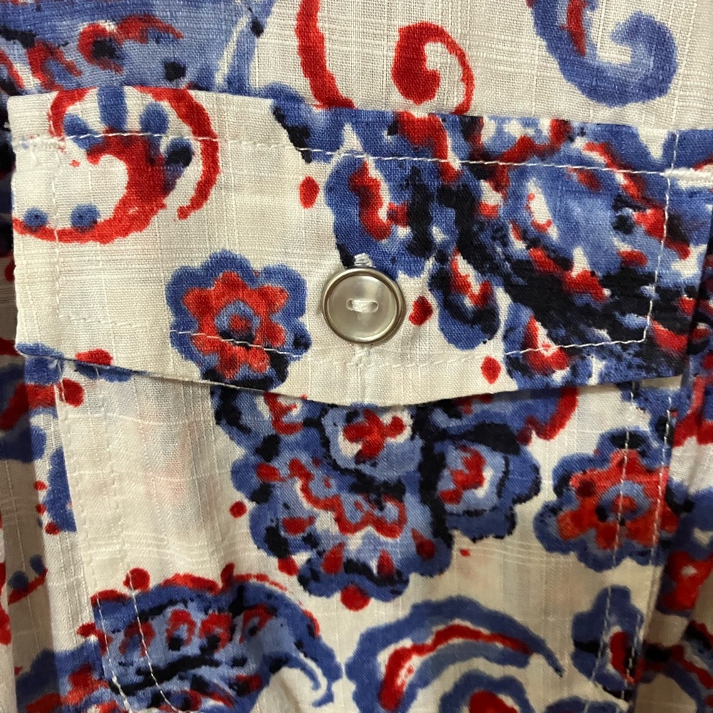 Karen Scott Women’s  Floral Button Down Shirt - Red and Blue - Picture 5 of 8
